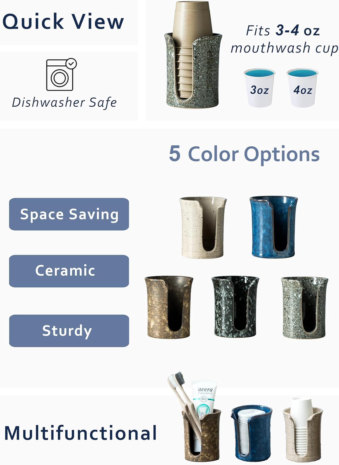 YHOJOY Ceramic Cup Holder for 3 Oz Bathroom Cups