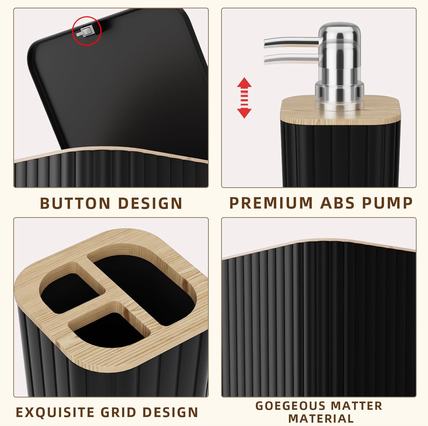 XLHOMO 10PC Elegant Black Bathroom Accessories Set