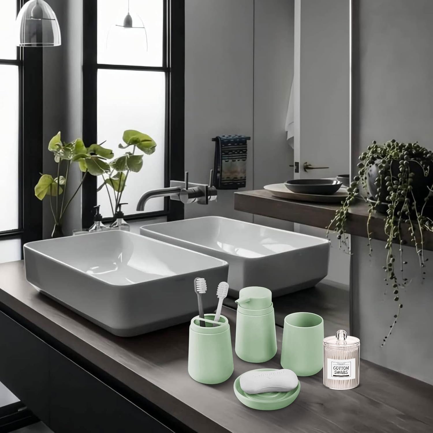 IMAVO Green Bathroom Set 5 Piece Modern