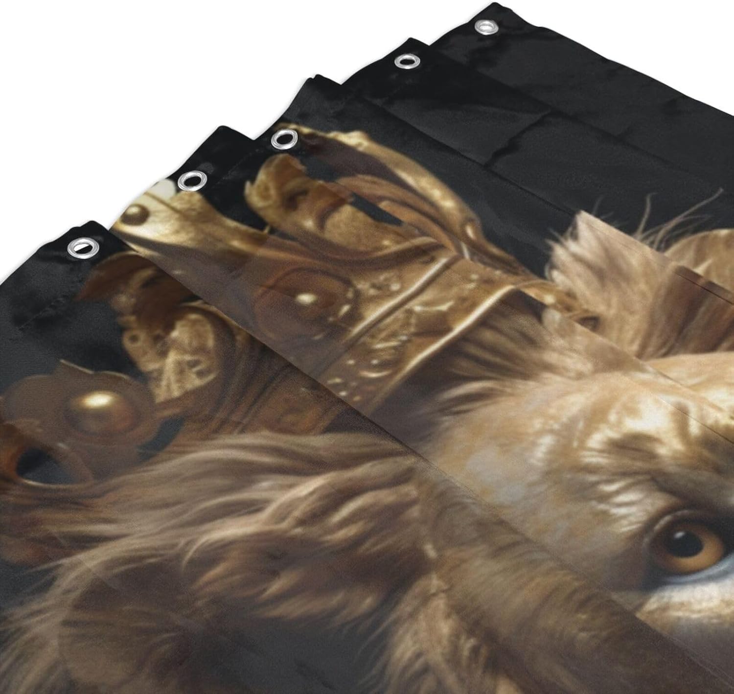 TIYAANDSY Gold Lion Shower Curtain Set 72x72in