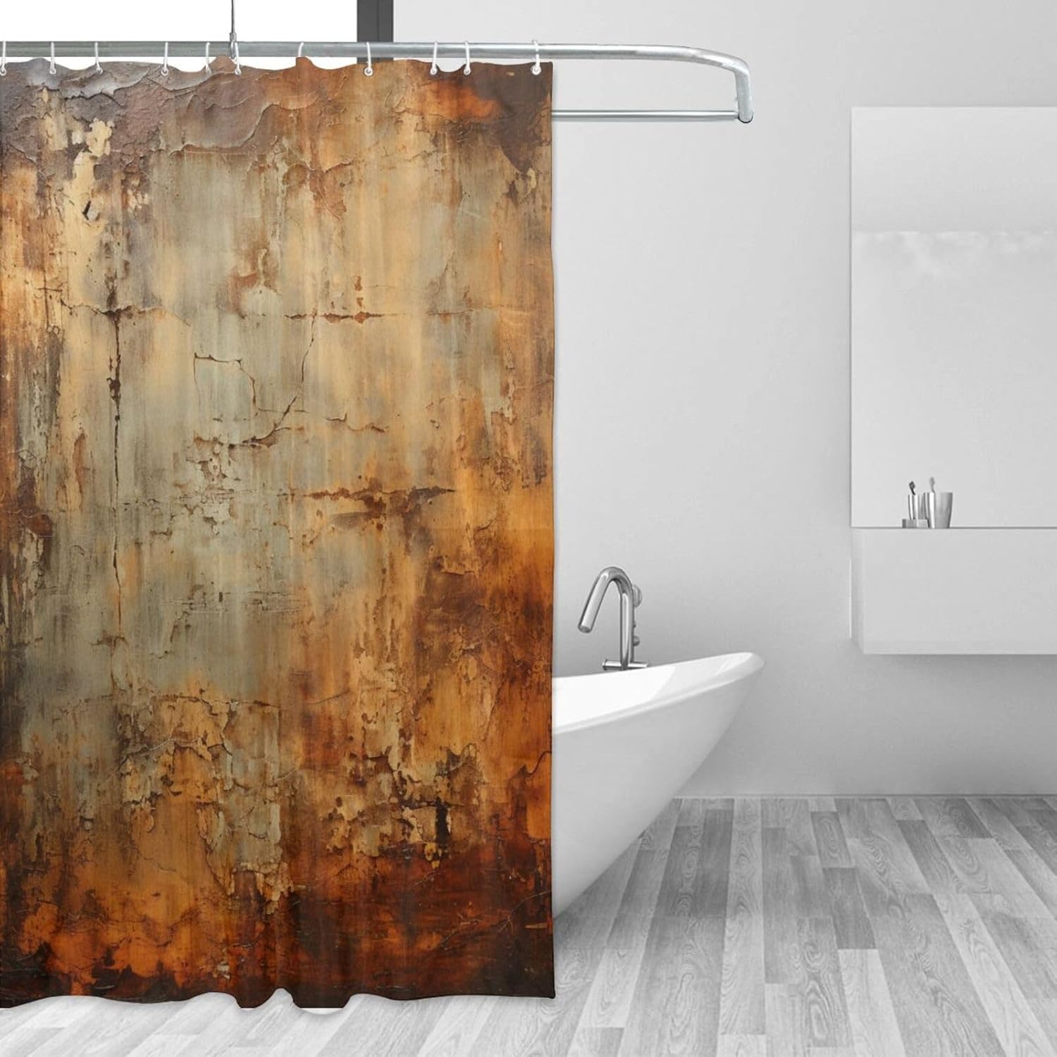 TIYAANDSY Abstract Design Waterproof Shower Curtain Set 72x72in