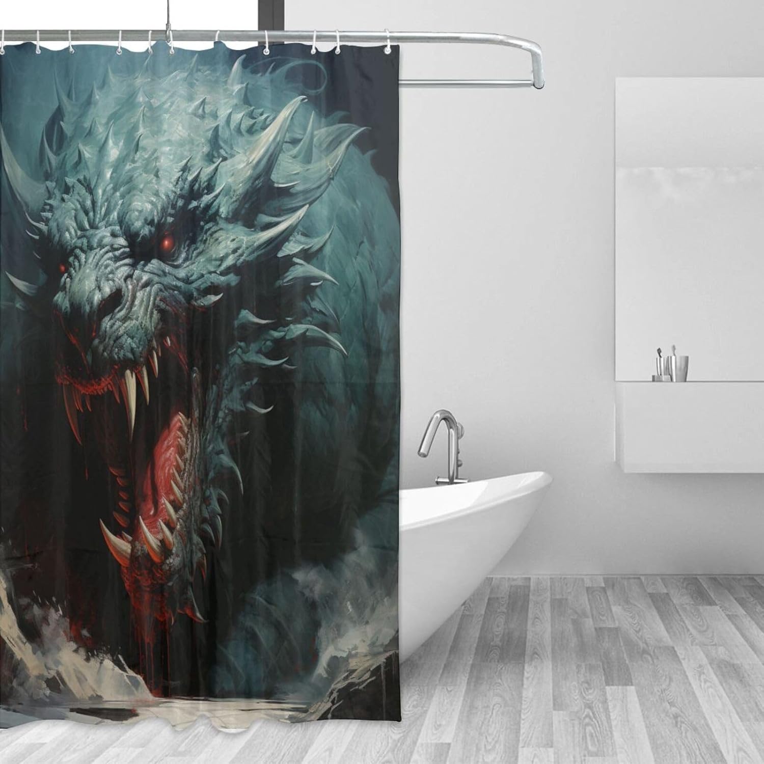 Roaring Dragon Shower Curtain Set with 12 Hooks 72x72in