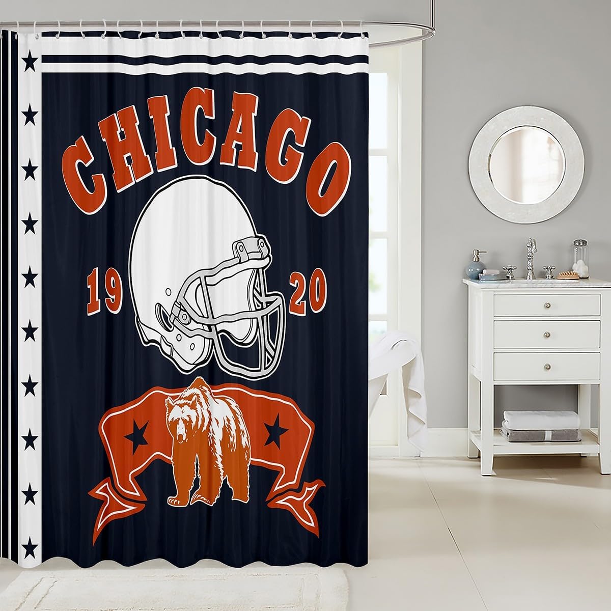 Erosebridal Football Shower Curtain Set with Bear Design