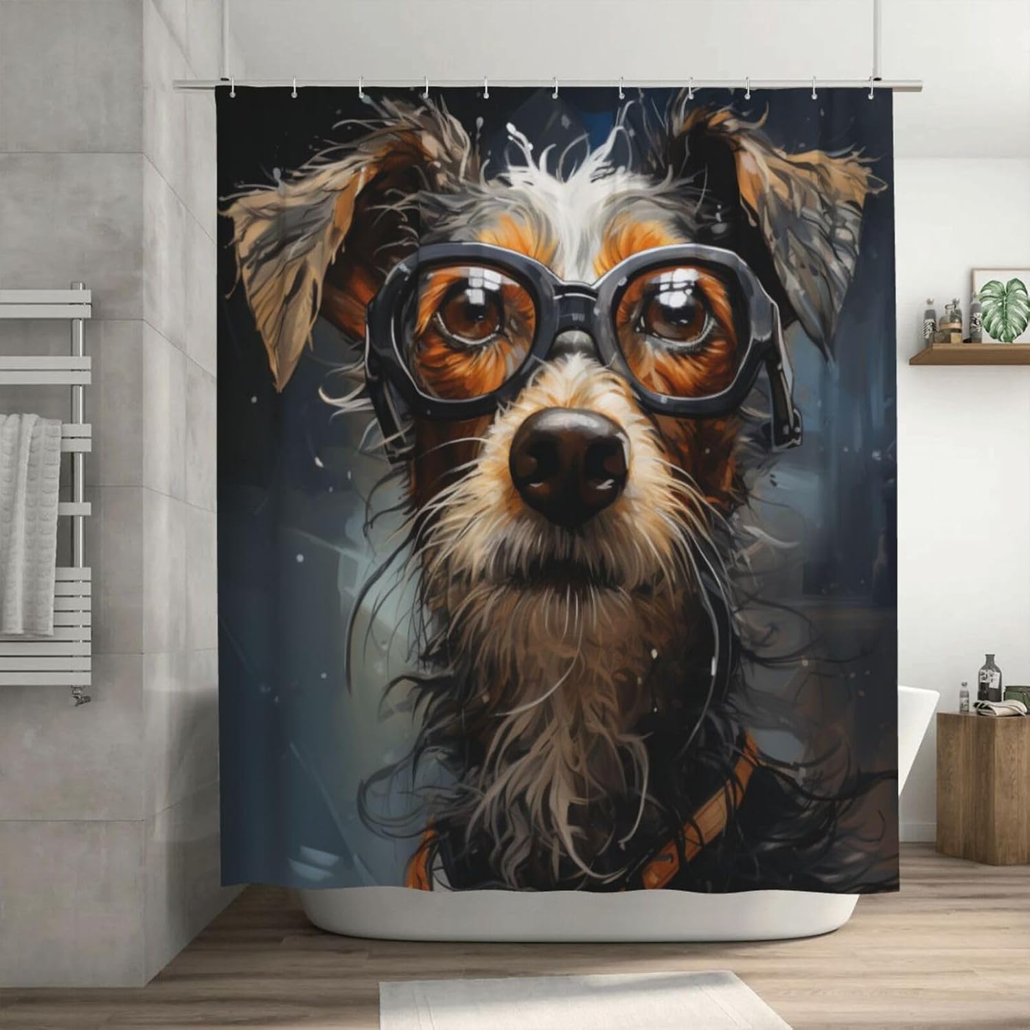Cute Animal Hippie Boho Shower Curtain Set with 12 Hooks