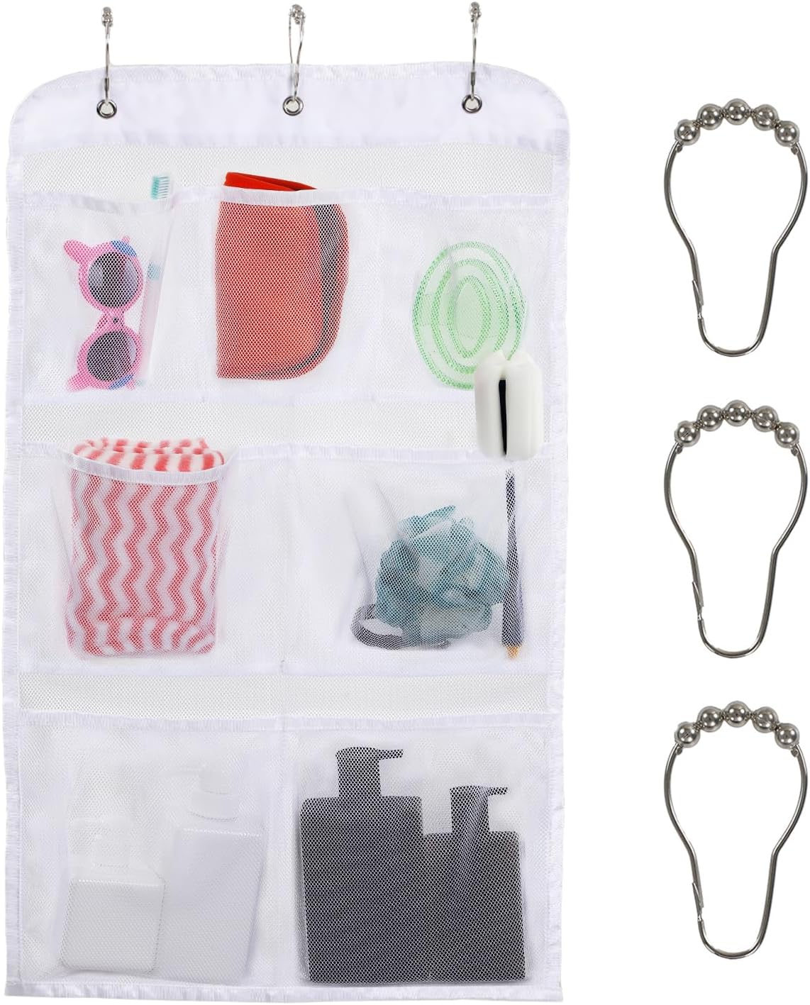 GNEGNI 7-Pocket Shower Caddy with Hooks 295 x 17 in 1