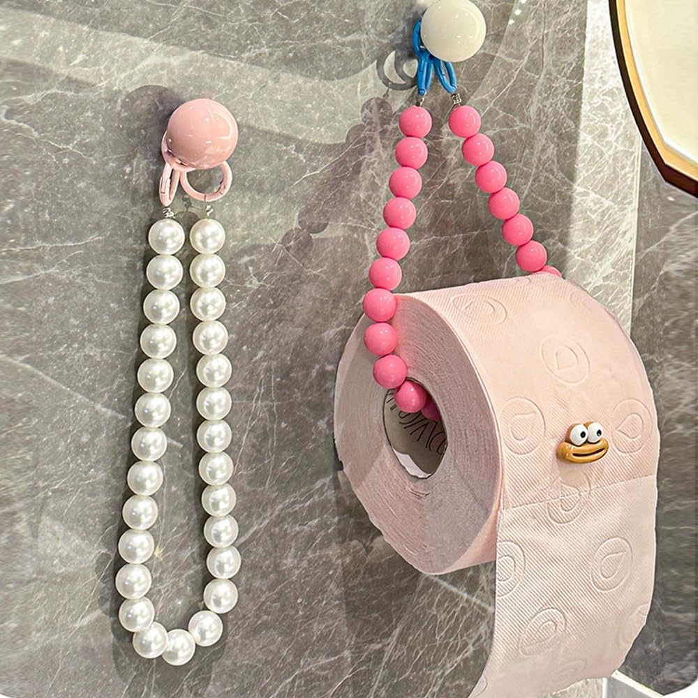 Dopamine Beaded Toilet Paper Holder Wall Mount White