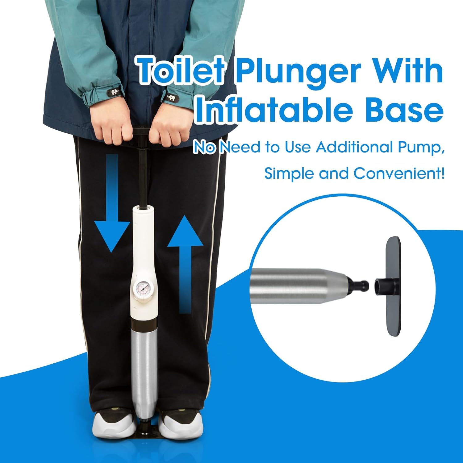 Toilet Plunger with Pressure Barometer for Clogs