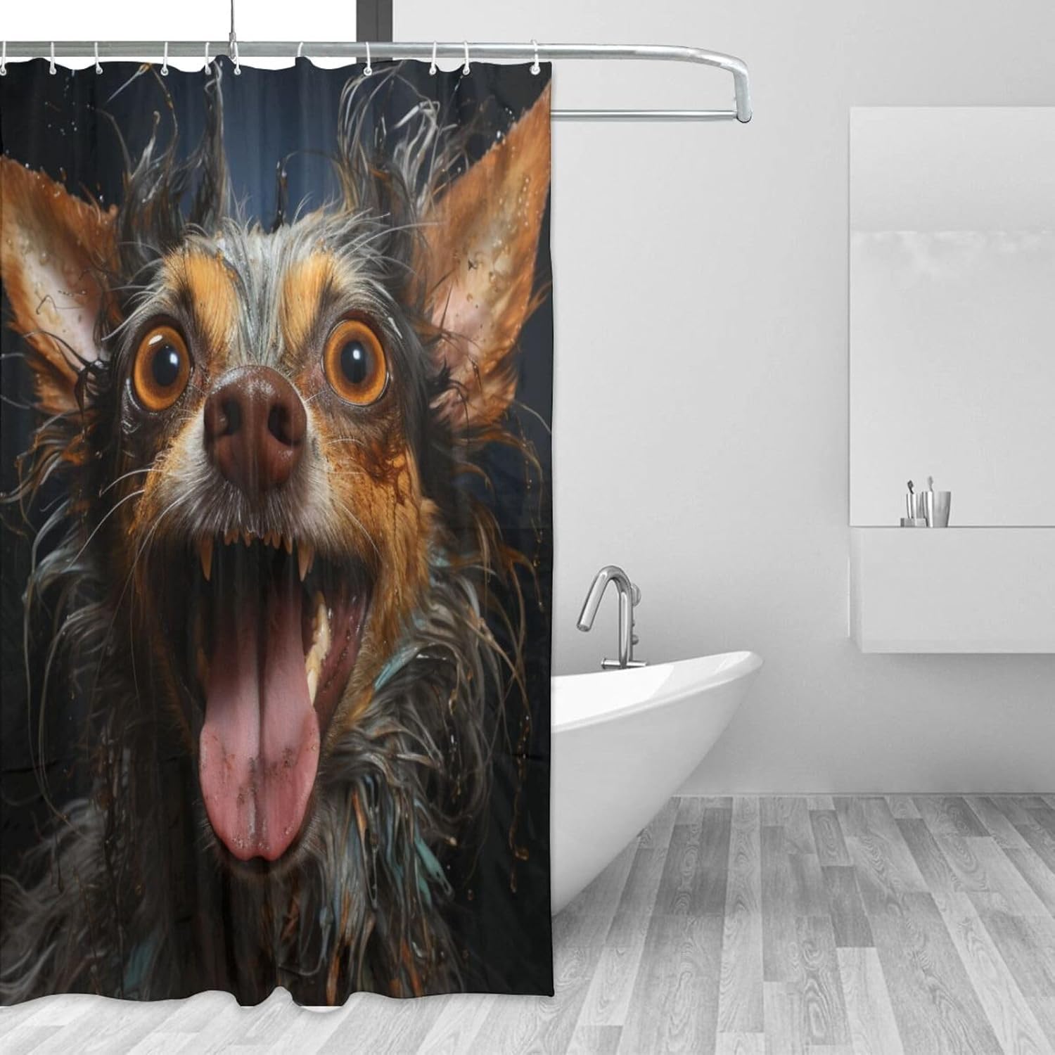 Smile Dog Waterproof Shower Curtain Set 72x72in