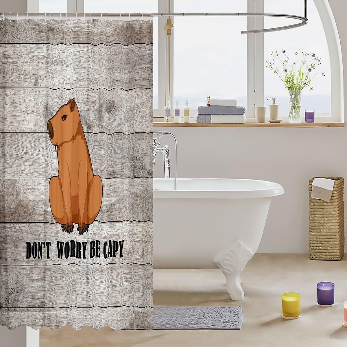 Brown Capybara Fabric Shower Curtain 72x72