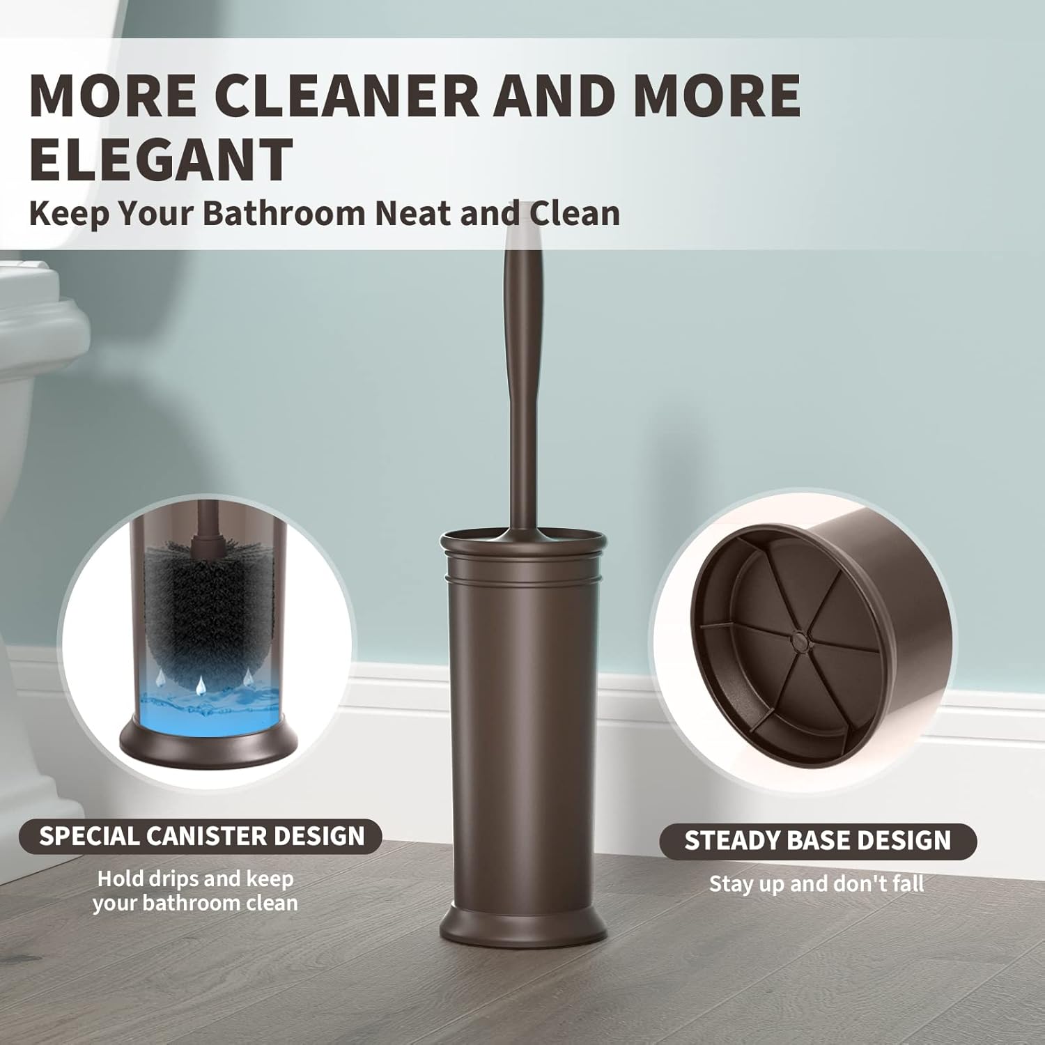 Uptronic Toilet Brush and Holder 2 Pack - Durable Deep Cleaning