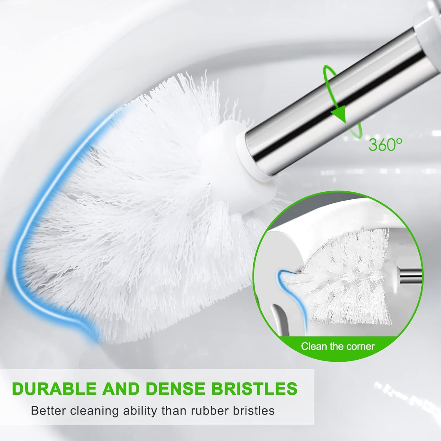 Compact Toilet Brush with Holder and Drip-Proof Design