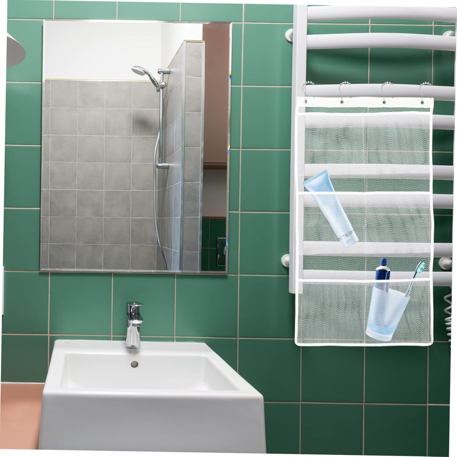 JECOMPRIS Shower Mesh Organizer with 6 Pockets