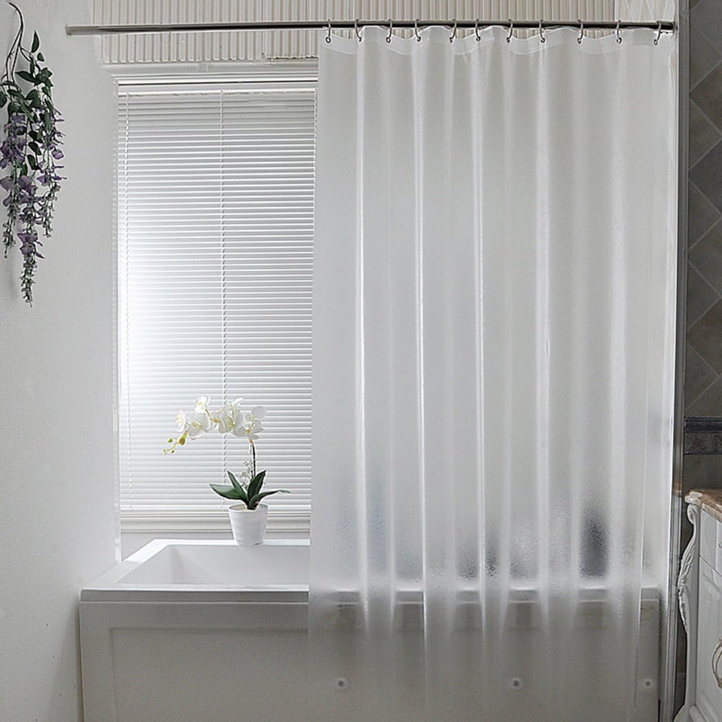 AooHome Frosted 72x72 Shower Curtain Liner with 5 Bottom Magnets and Metal Grommets