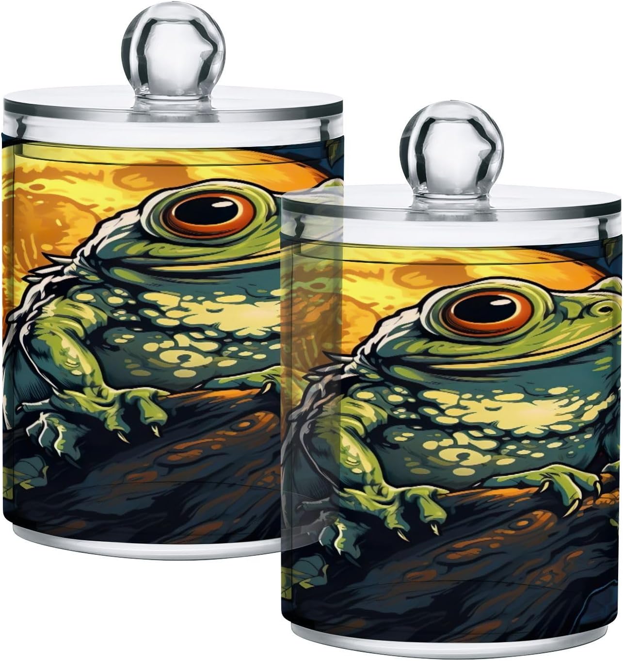 YETTASBIN Frog Apothecary Jars 2 Pack 14 oz Clear Dispenser with Lid