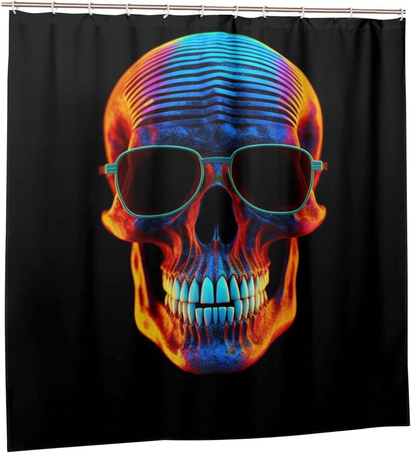 Skull Pattern Shower Curtain Set with 12 Hooks 72x72in