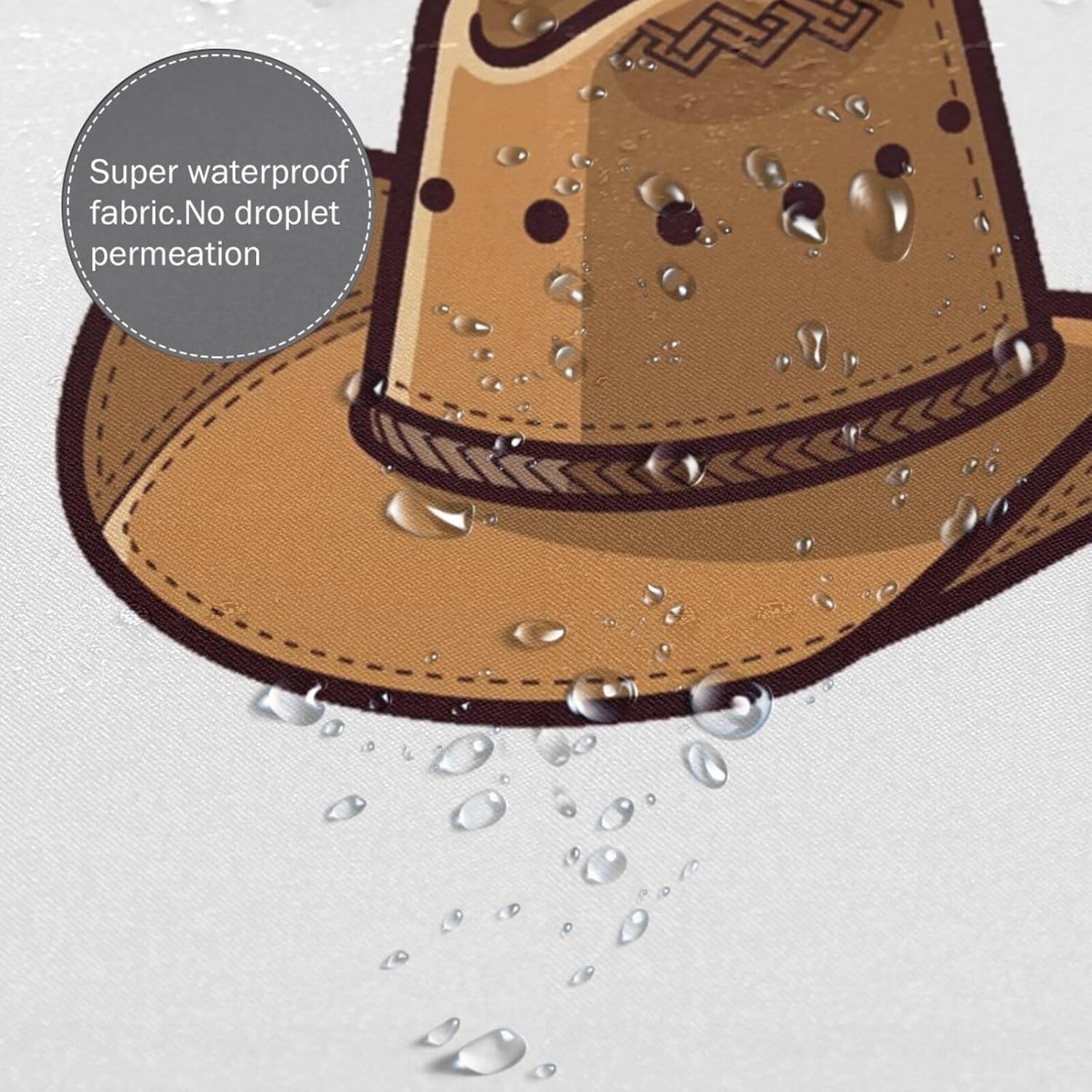 TIYAANDSY Cartoon Cowboy Hat Shower Curtain Set 1