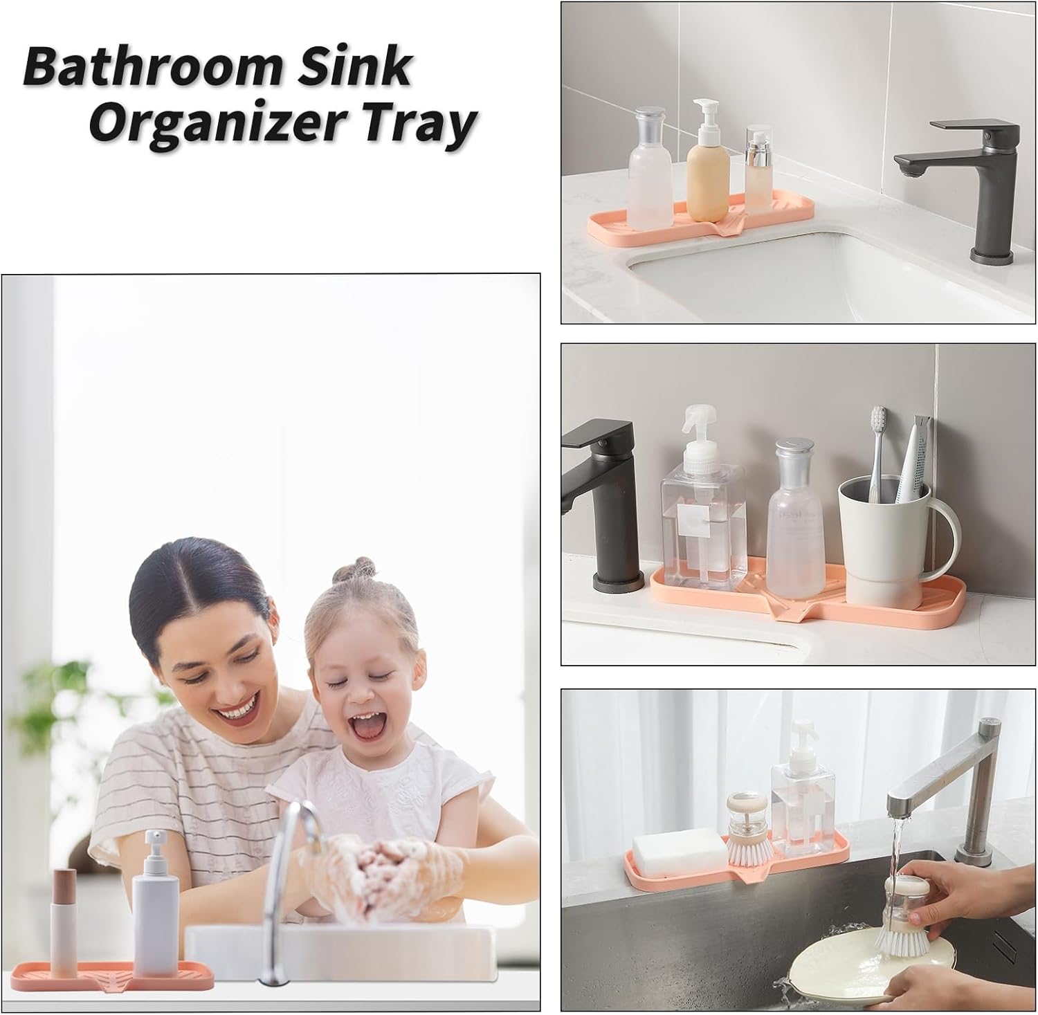 MicoYang Silicone Soap Dish with Drain Spout - 12x4 Inch Pink
