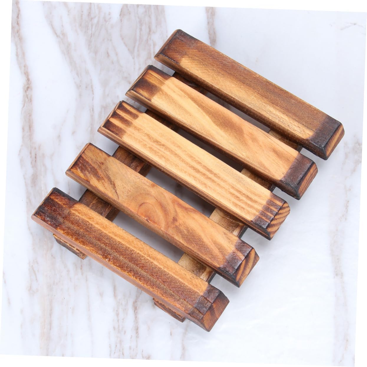 Vintage Carbonized Wood Soap Holder with Drainage