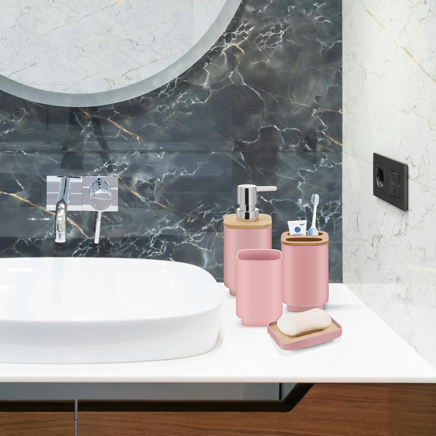 IMAVO 11-Piece Pink Bathroom Accessory Set