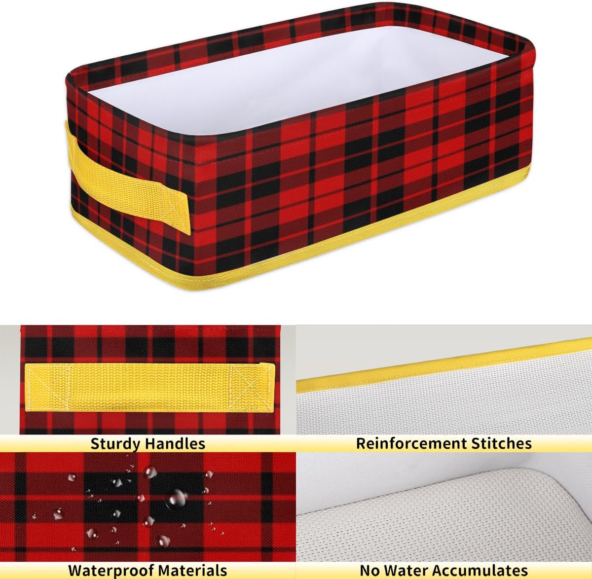 Red And Black Checkered Foldable Storage Baskets 2-Pack 1