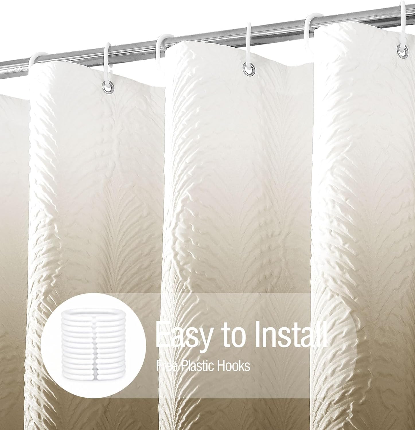 Gibelle Ombre Brown Shower Curtain Set with Hooks 72x72
