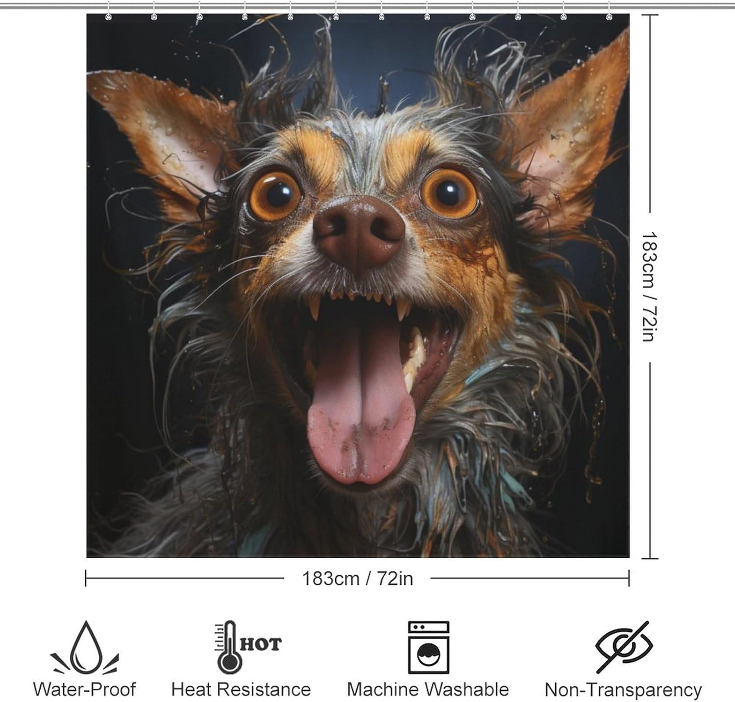 Smile Dog Waterproof Shower Curtain Set 72x72in