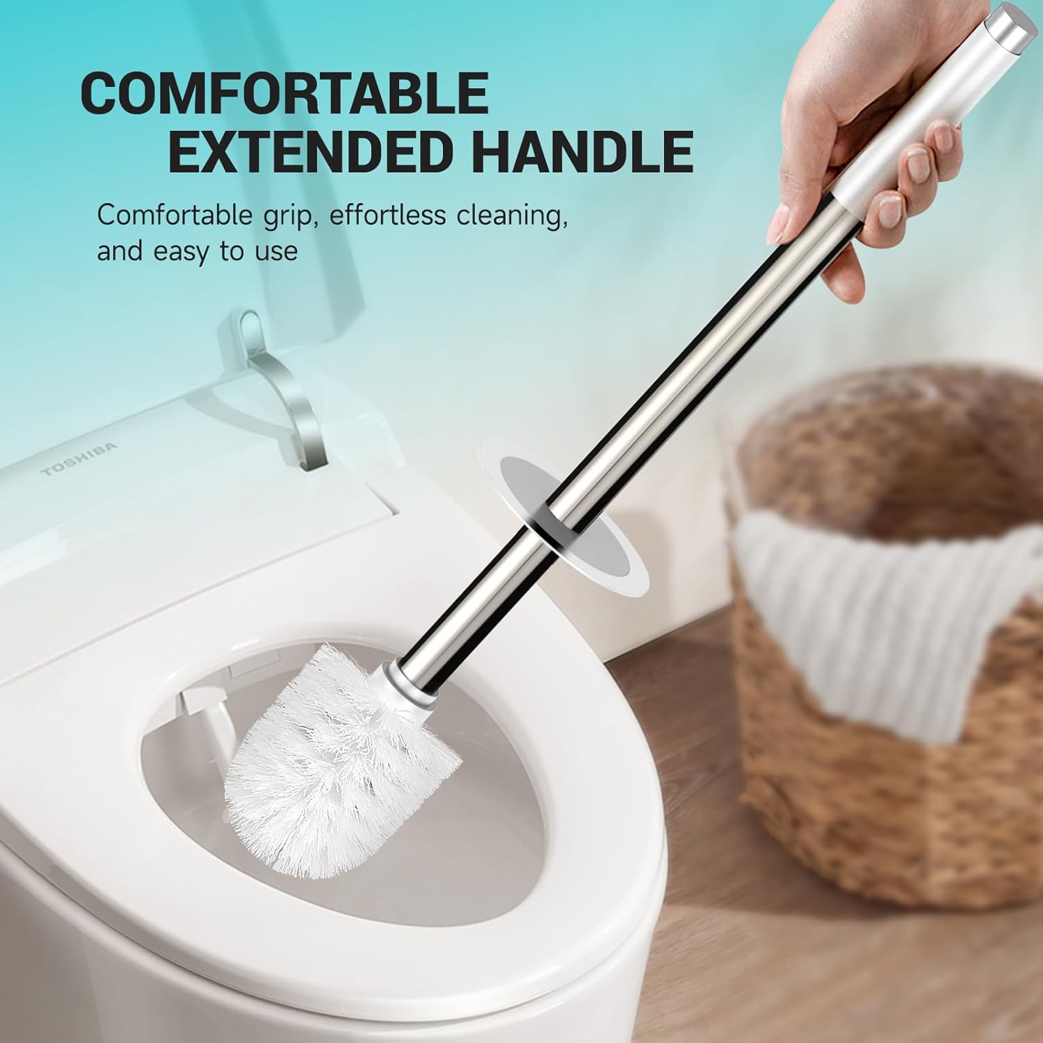 Compact Toilet Brush with Holder and Drip-Proof Design