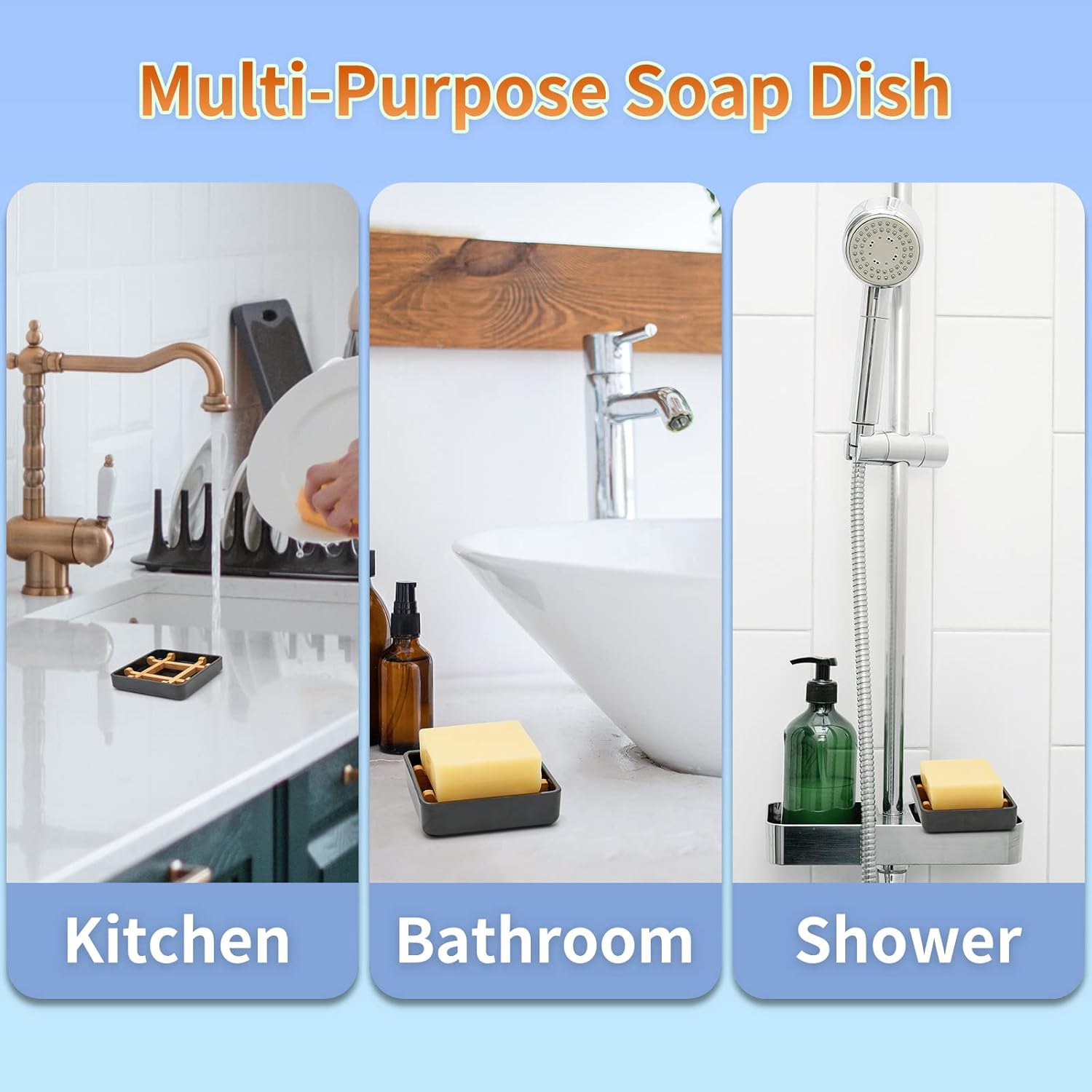 Bamboo Soap Dish with Drainage for Bathroom Sink