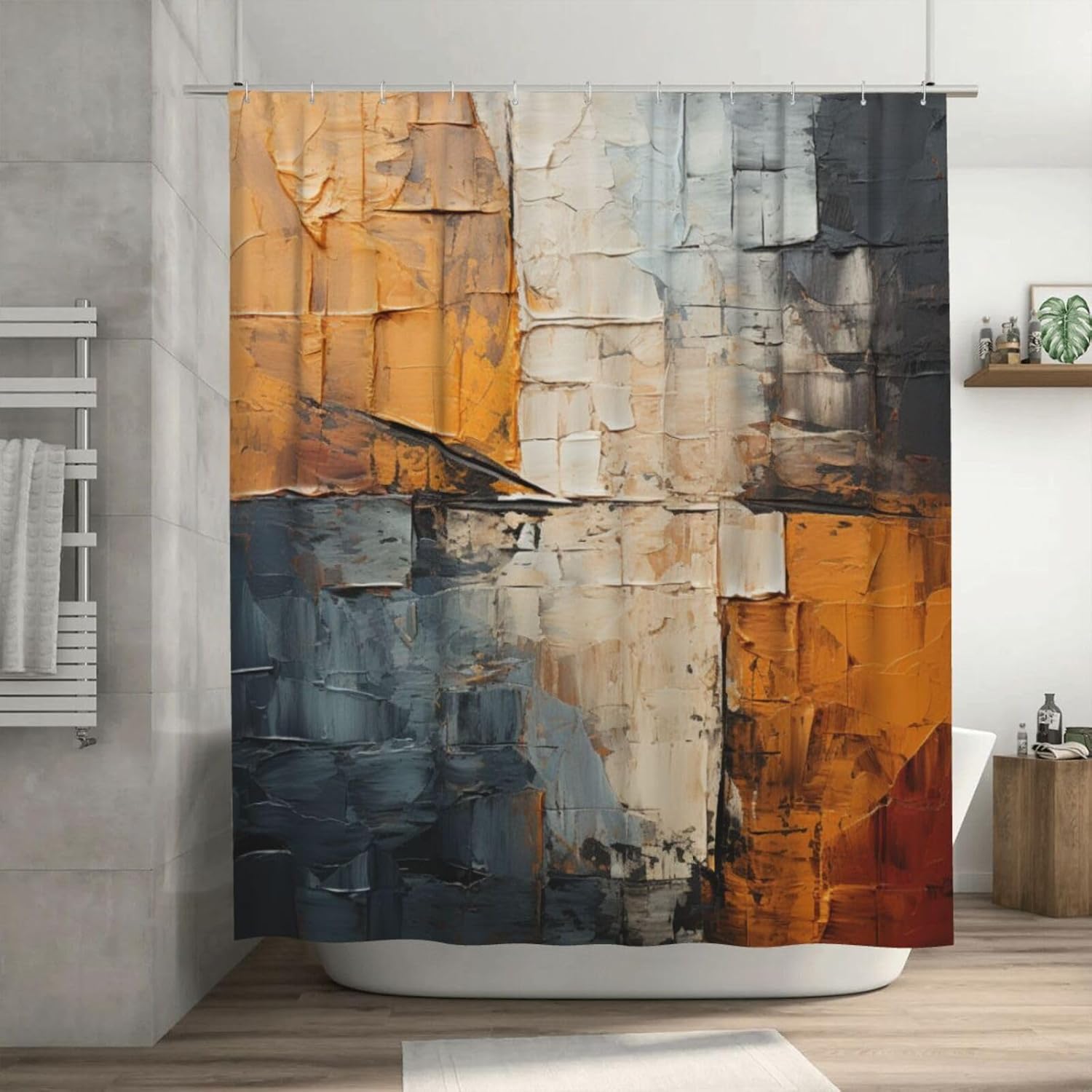 TIYAANDSY 72x72in Waterproof Abstract Shower Curtain Set