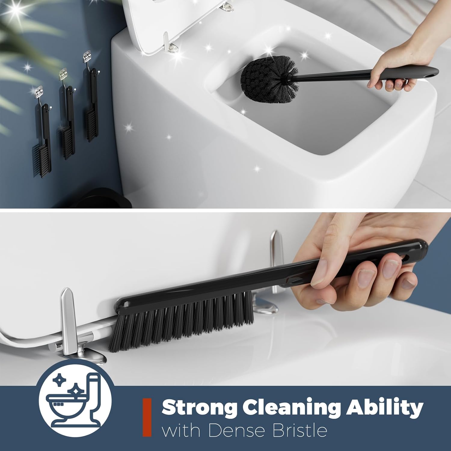 Holaloha Toilet Brush 3 Pack Set with Holder