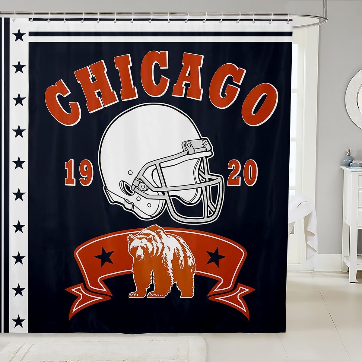 Erosebridal Football Shower Curtain Set with Bear Design