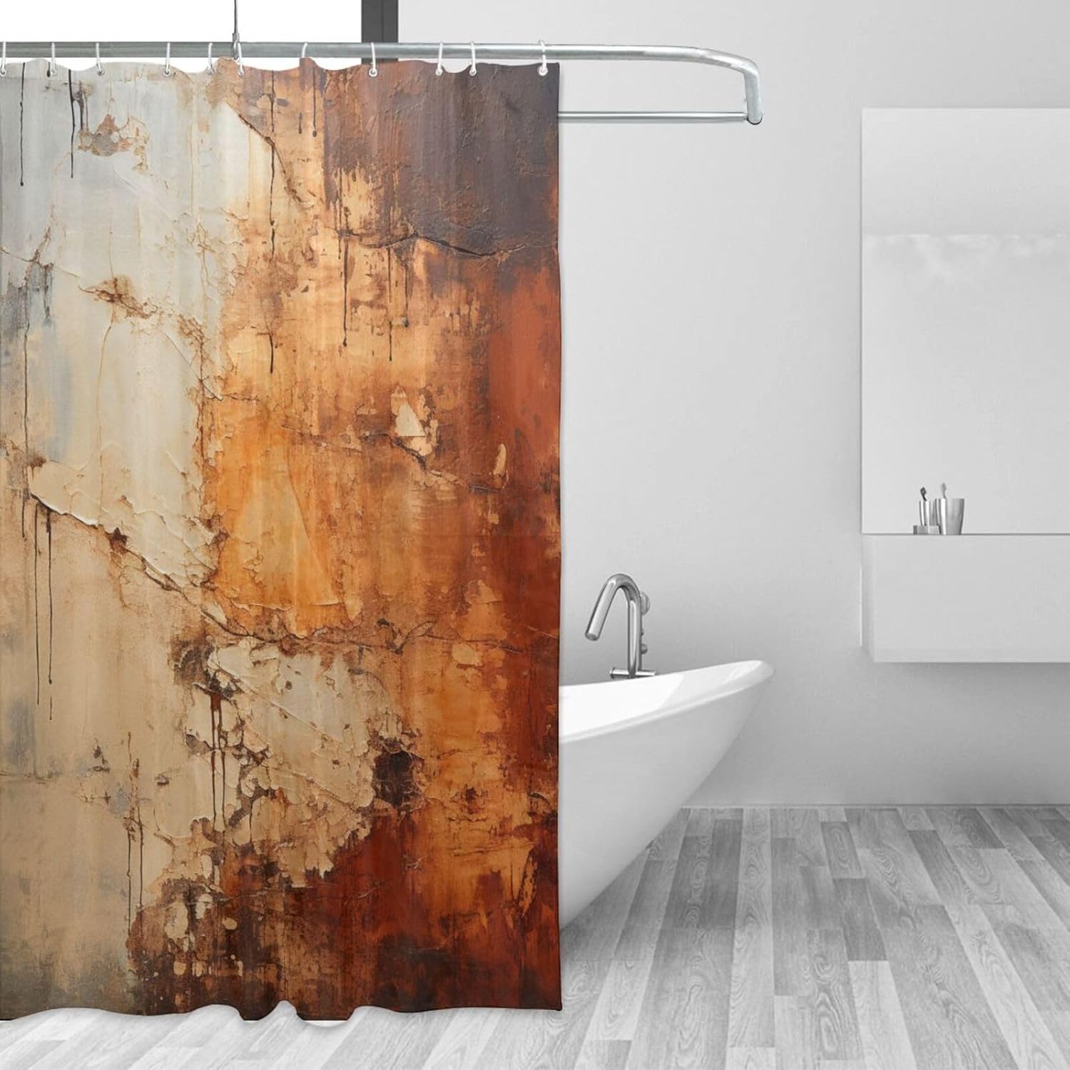 TIYAANDSY Oil Painting Abstract Shower Curtain Set 72x72in