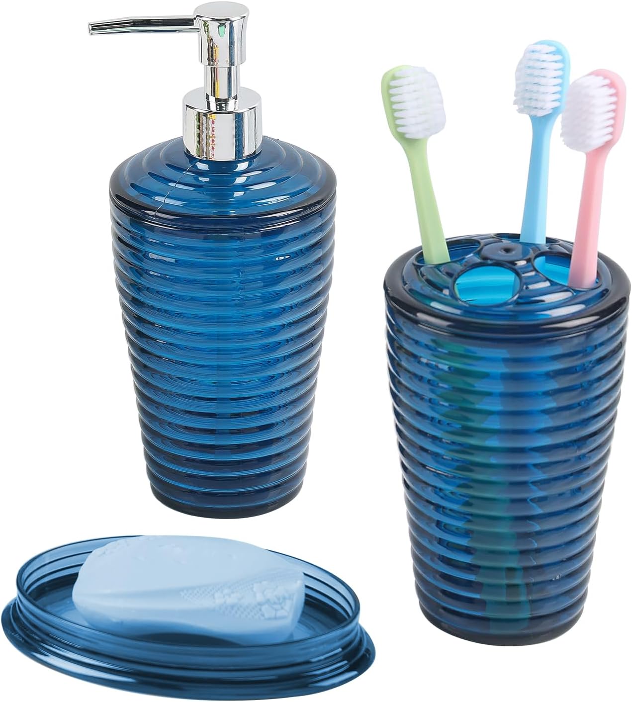 MiraFure 3-Piece Blue Bathroom Decor Set 1