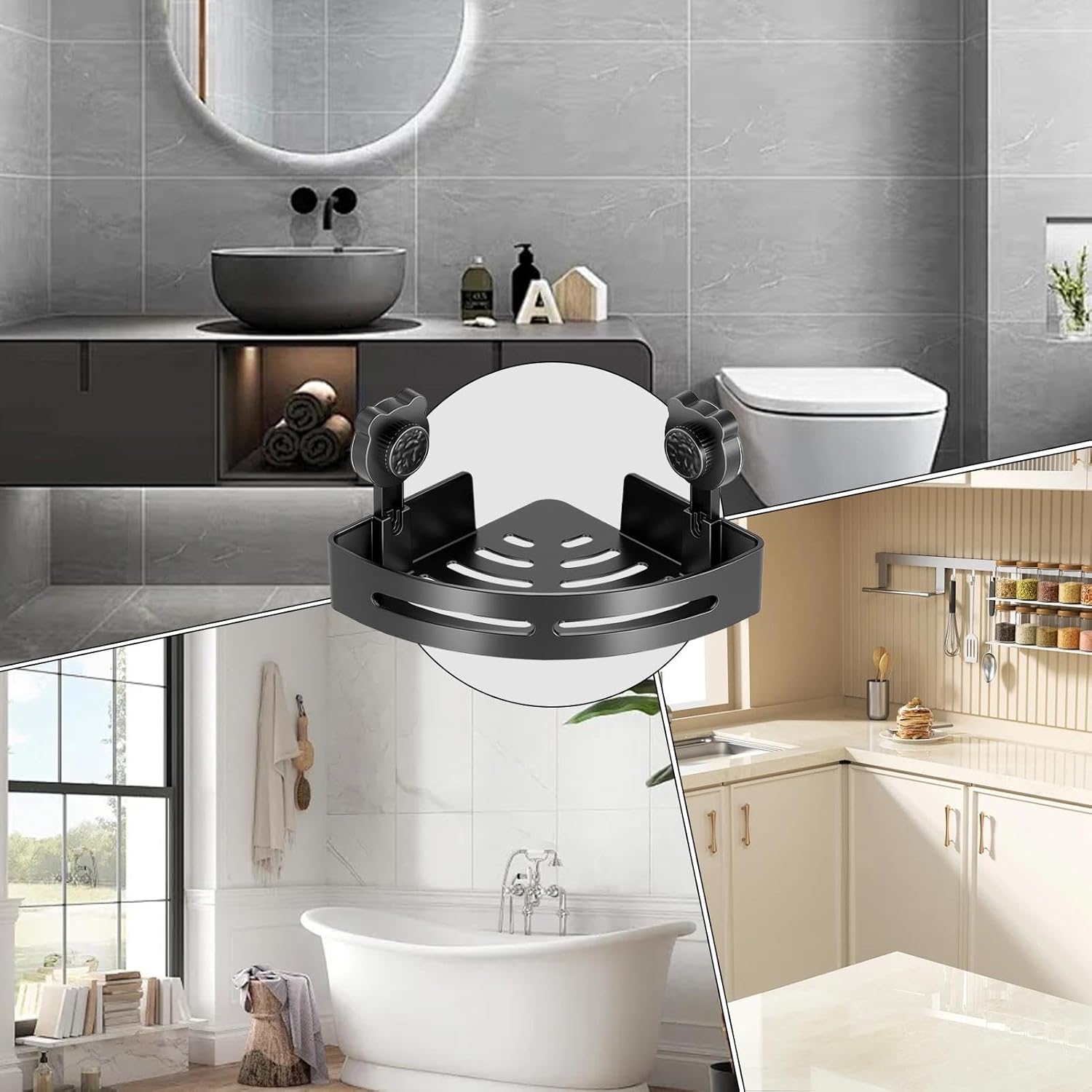 Shower Corner Shelf - No Drill Suction Cup Organizer
