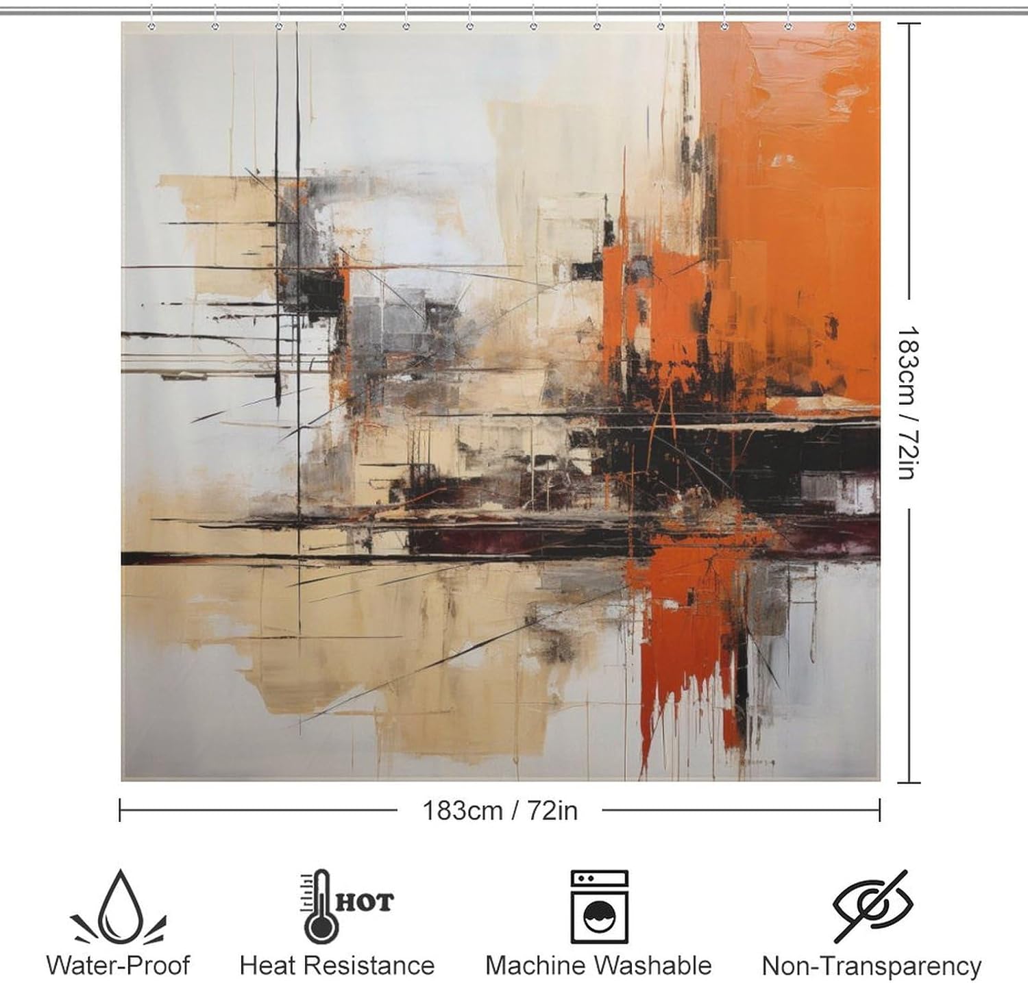 Abstract Oil Painting Shower Curtain Set with 12 Hooks 72x72in