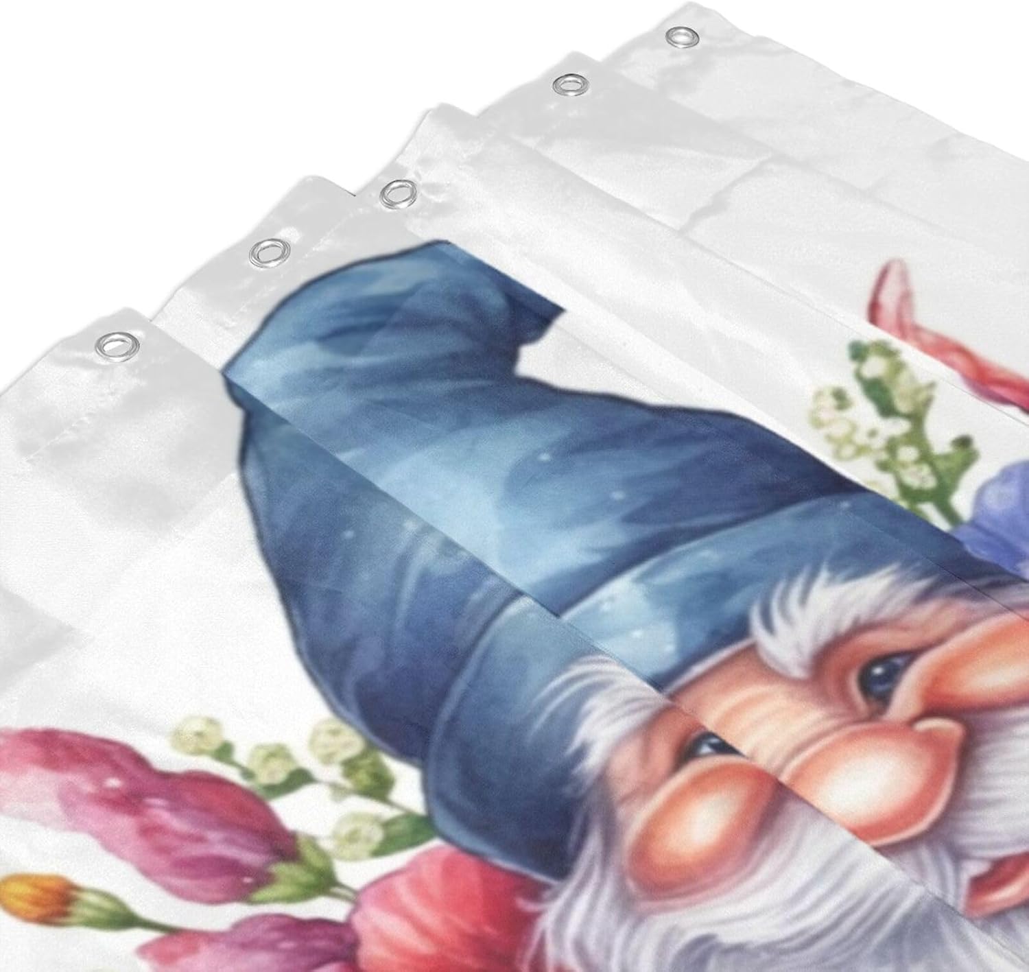 Cute Gnome Shower Curtain Set with 12 Hooks 72x72in 1