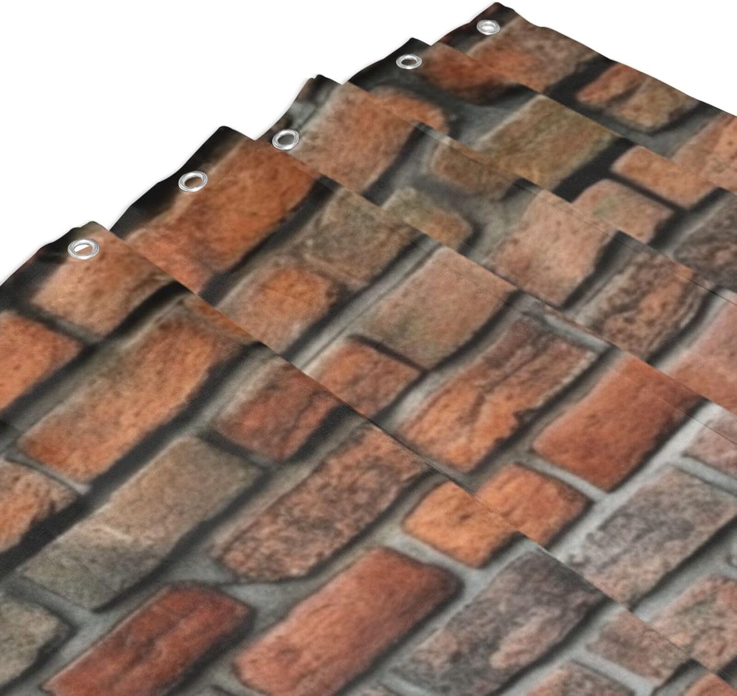 Red Brick Wall Shower Curtain Set with 12 Hooks 72x72in 1