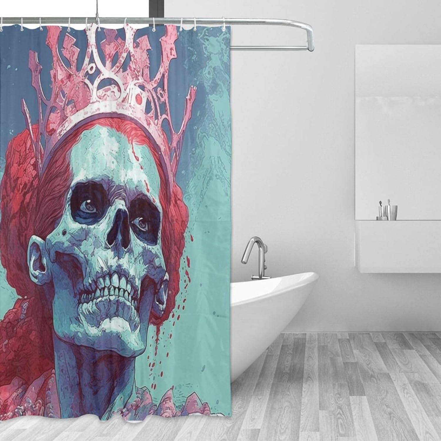 TIYAANDSY Skeleton Queen Shower Curtain Set