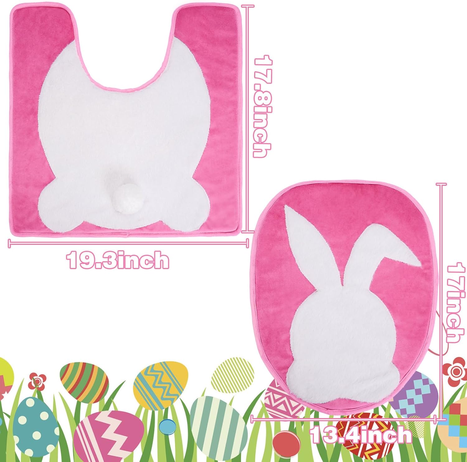 Easter Bunny Bathroom Set with Fluffy Rabbit Tail and Bath Mat