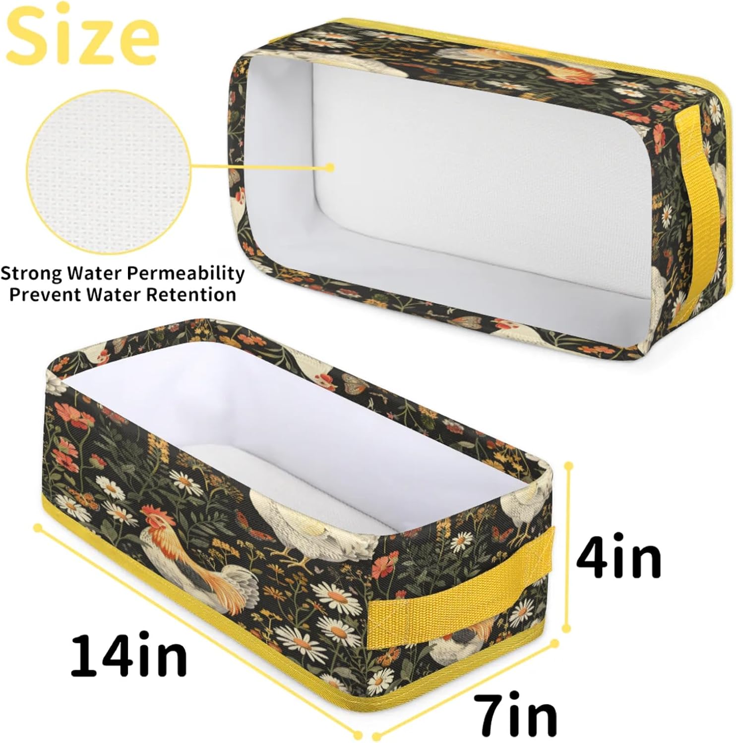 Farm Rooster Toilet Paper Storage Basket with Handles