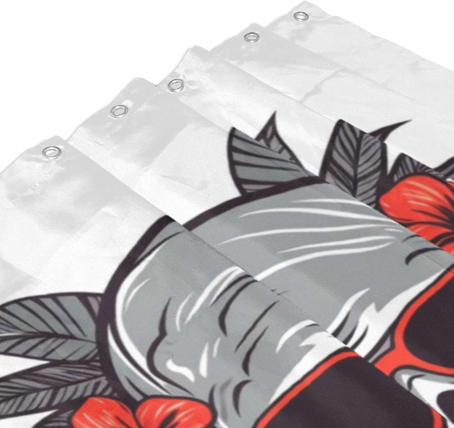 Red Skull Shower Curtain with 12 Hooks 72x72in