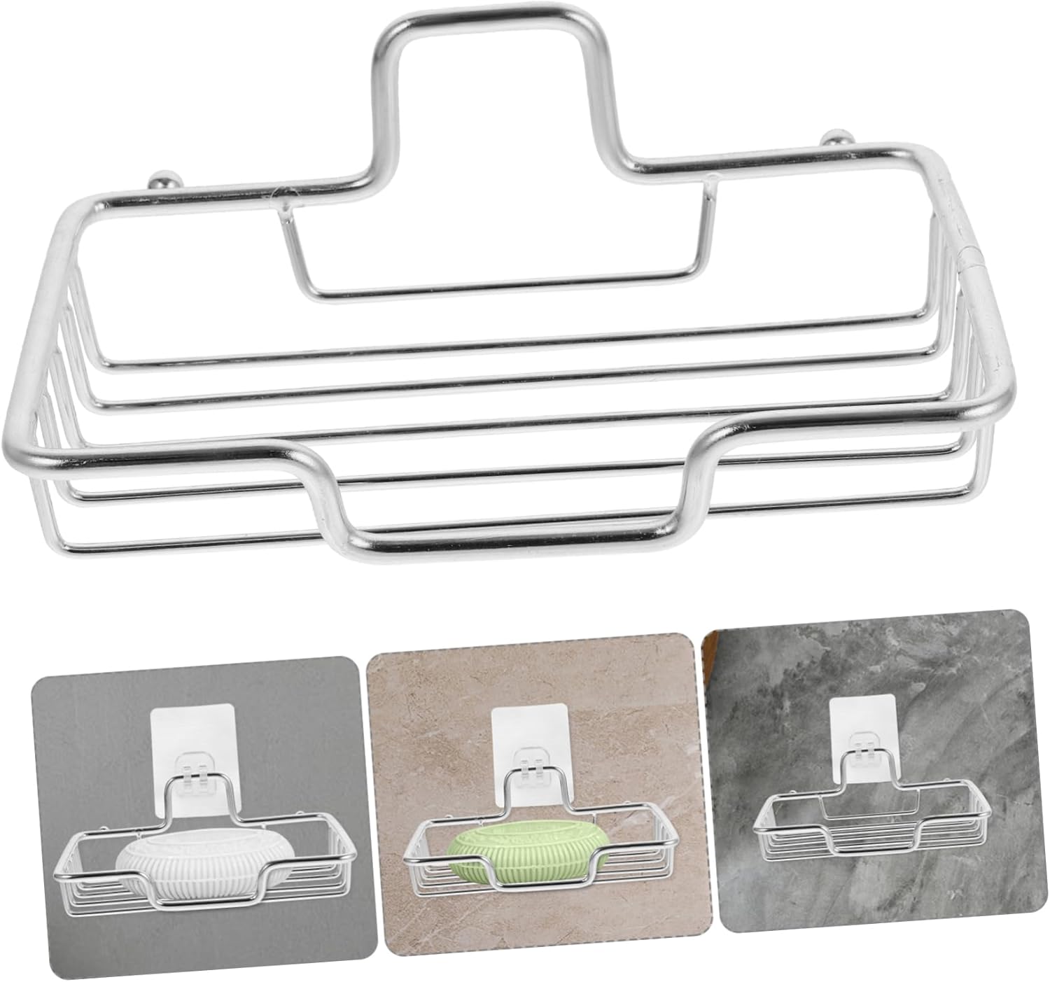 Ciieeo Wall Mount Soap Dish Stainless Steel Drainage Holder No Drill Adhesive