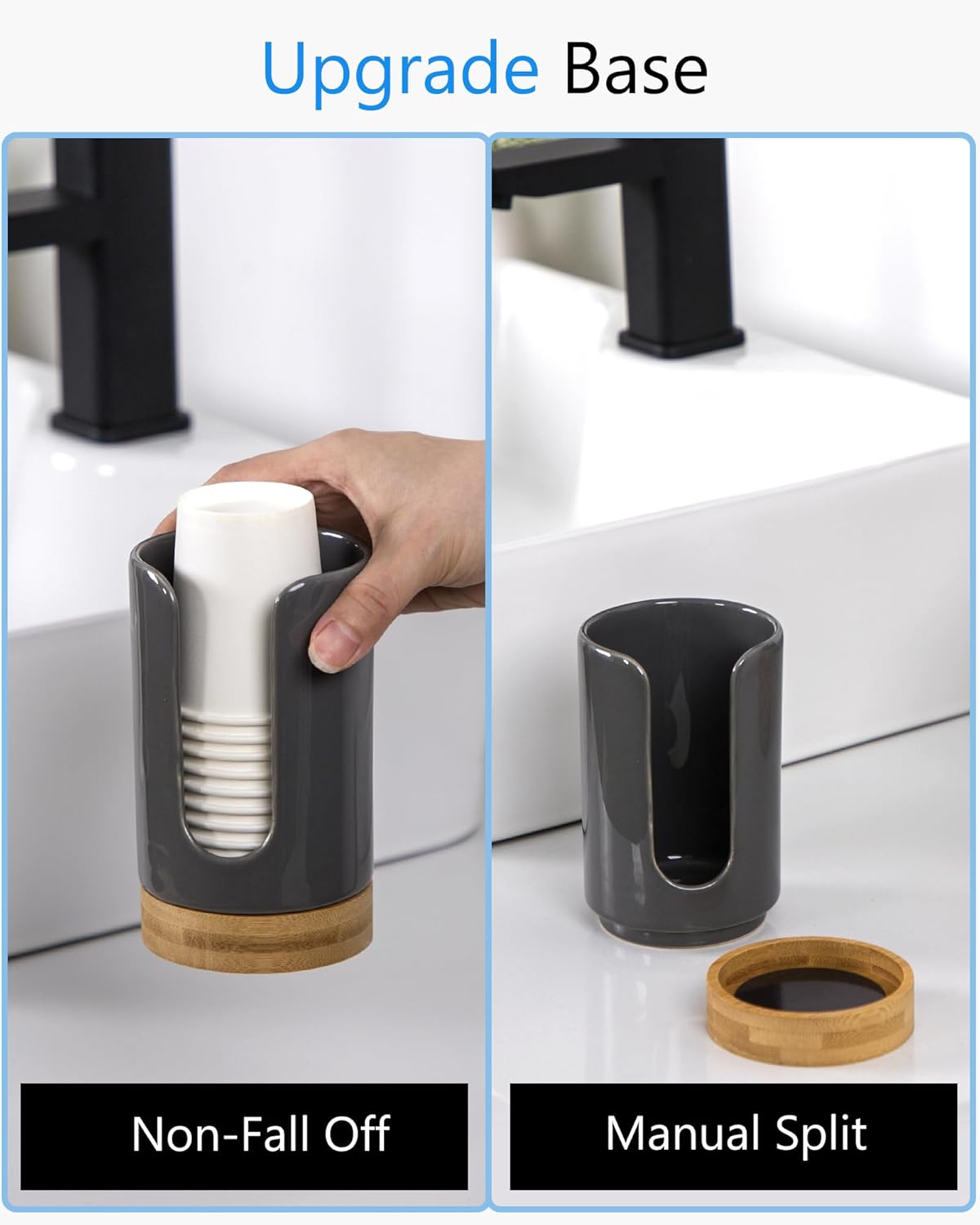 Viosuniu 5oz Ceramic Cup Dispenser 2 Pack Black
