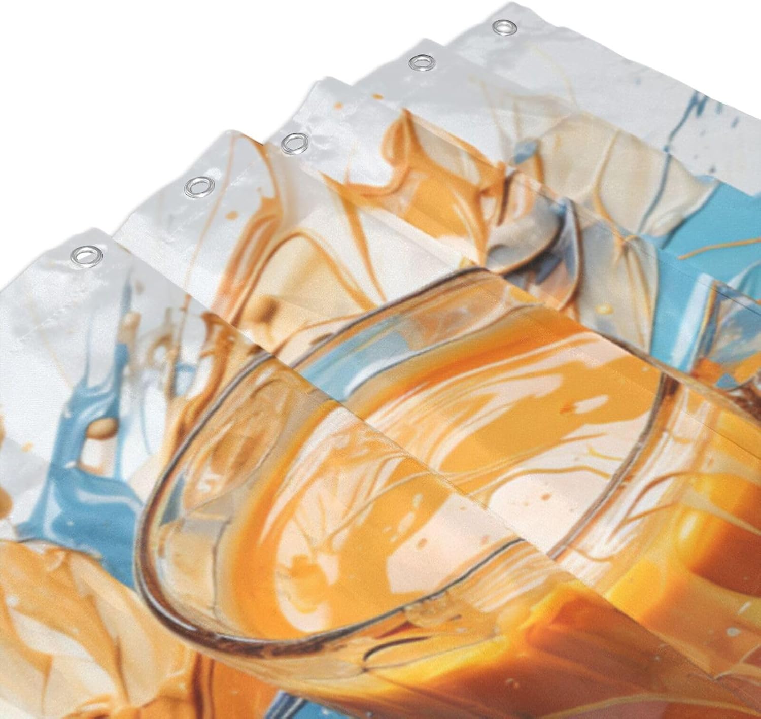 TIYAANDSY Coffee Cup Abstract Shower Curtain Set