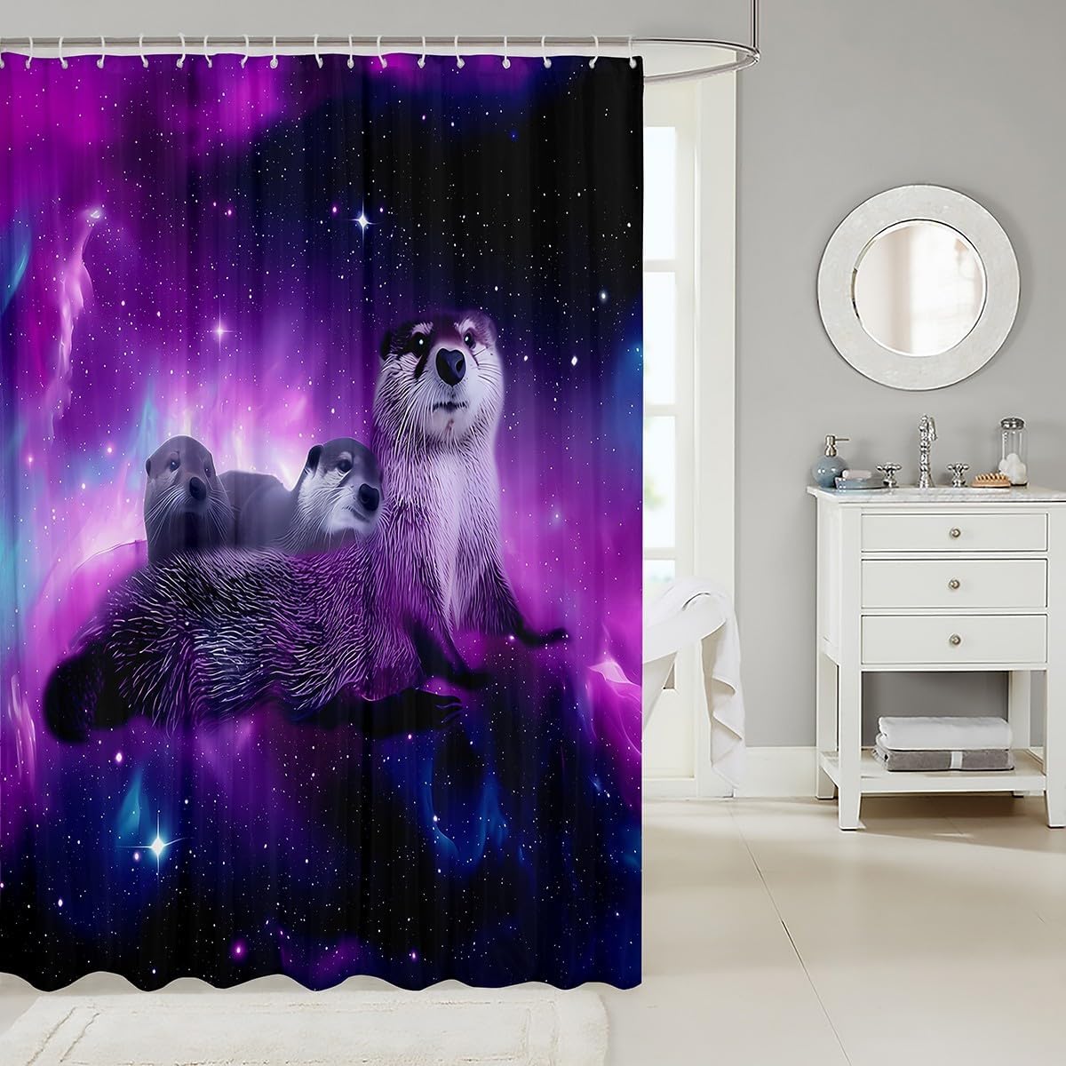 Feelyou Otter Shower Curtain Purple Galaxy