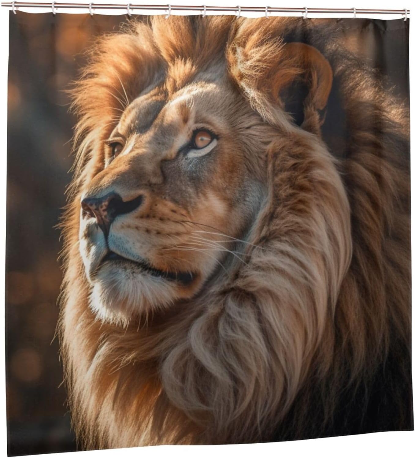Brown Lion Shower Curtain Set with 12 Hooks 72x72in 1
