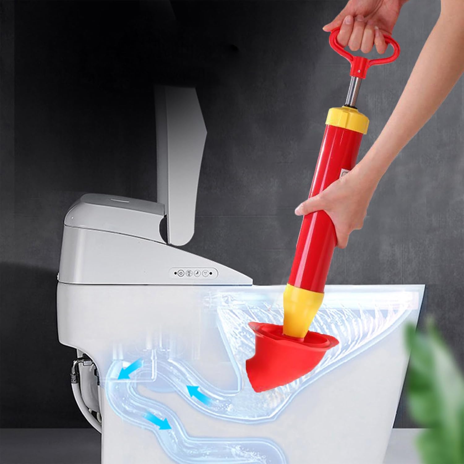 Heavy Duty Toilet Plunger with Gutter Clog Remover