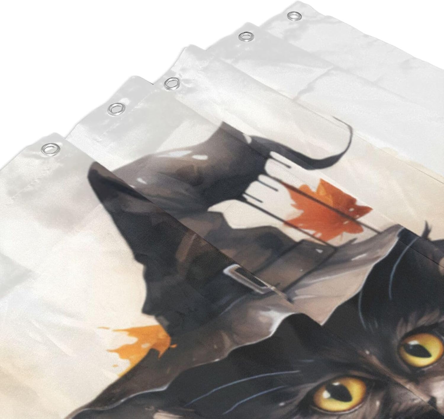 Wizard Hat Cat Shower Curtain Set 72x72in Waterproof