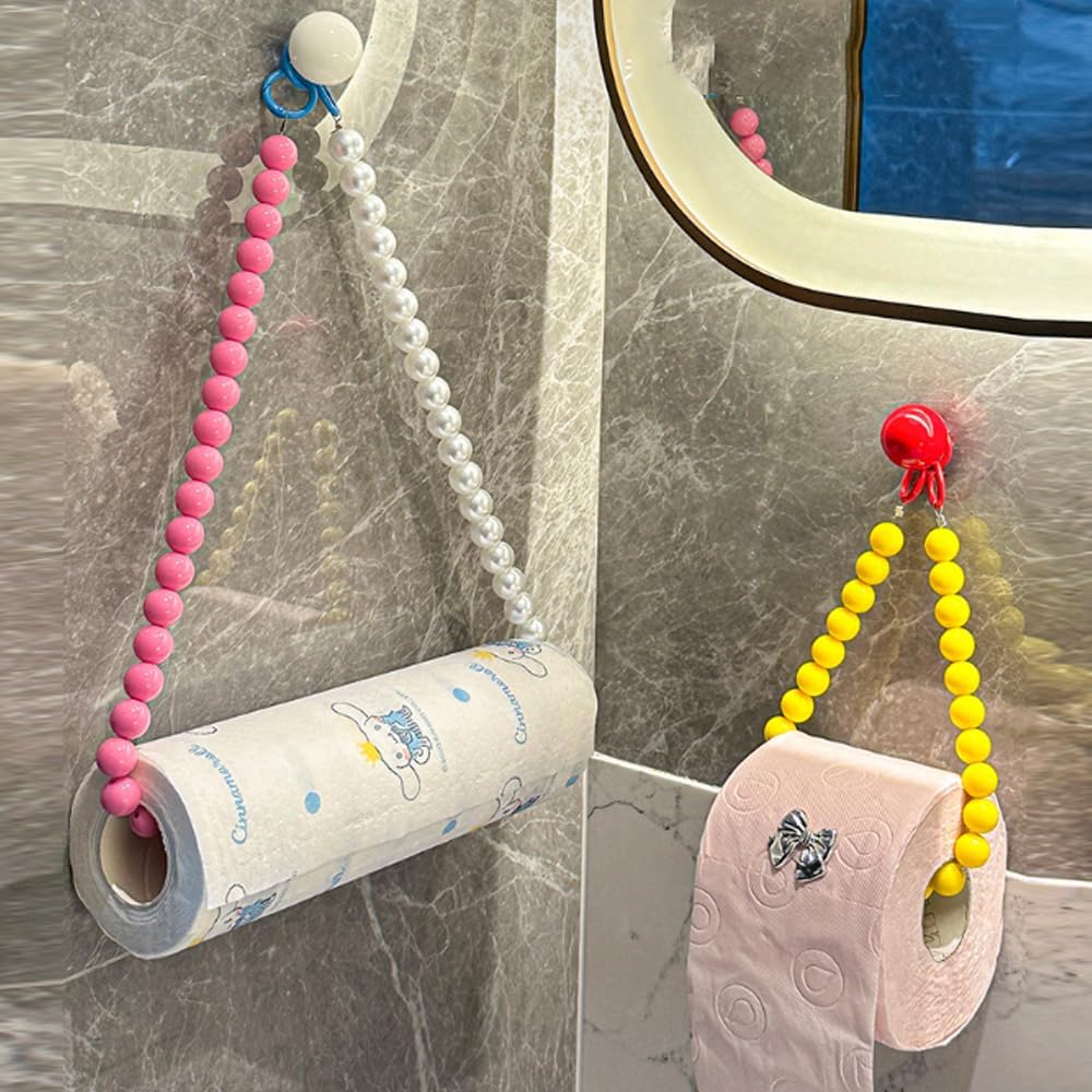 Dopamine Beaded Toilet Paper Holder Wall Mount White