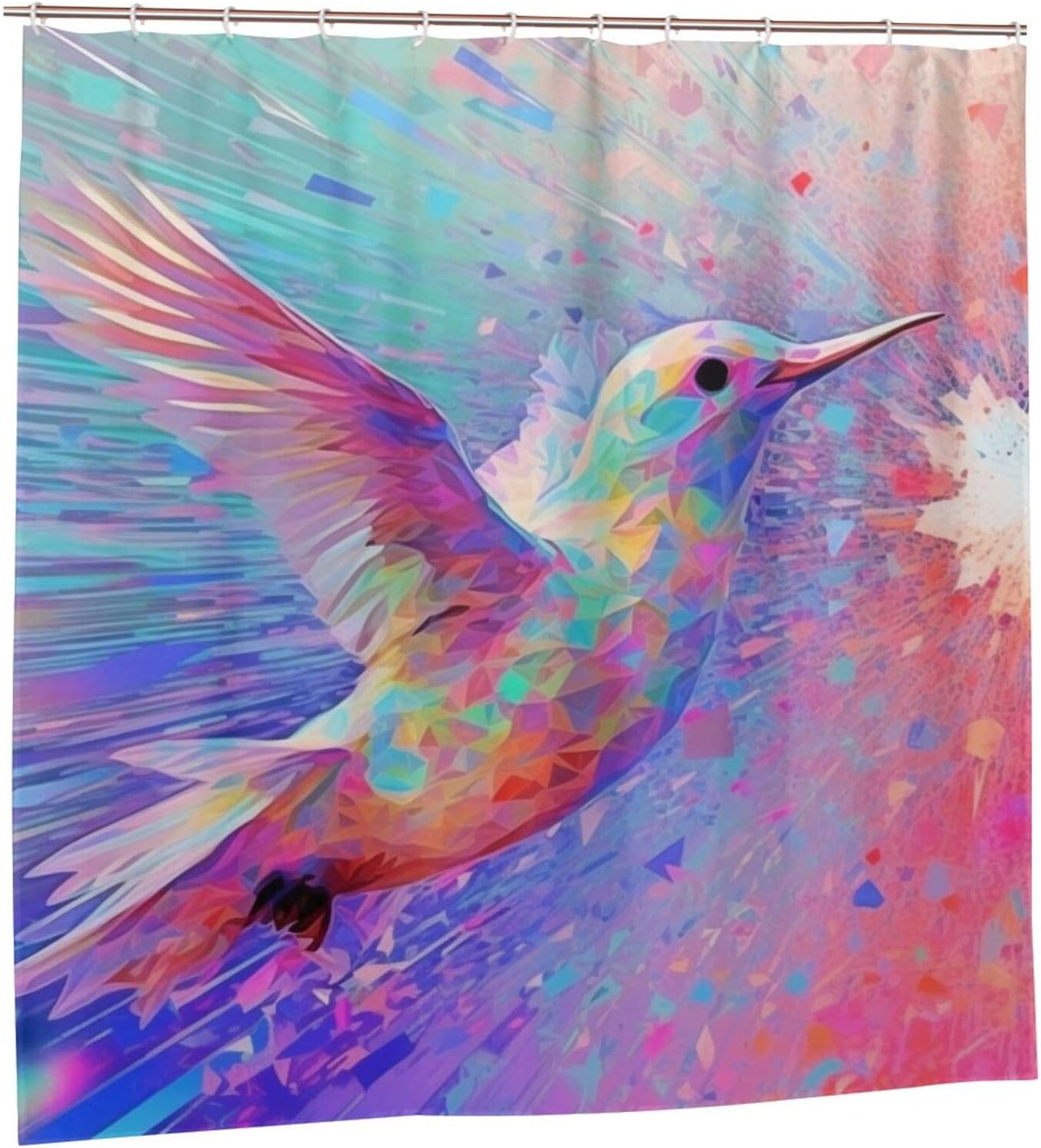 Boho Hummingbird Shower Curtain with 12 Hooks 72x72in